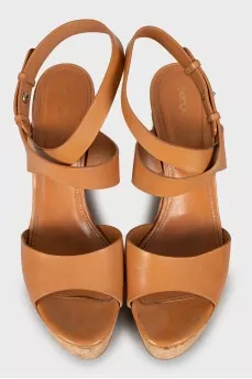 Embossed wedge sandals