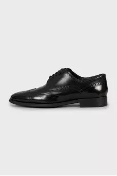 Men's black leather brogues
