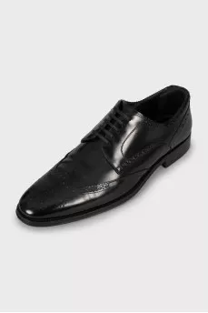 Men's black leather brogues
