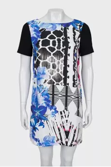 Printed dress with short sleeves