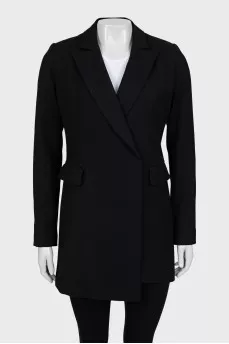 Double-breasted black wool jacket