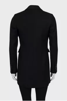 Double-breasted black wool jacket