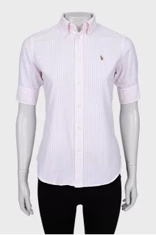 Pink striped fitted shirt