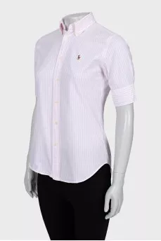 Pink striped fitted shirt