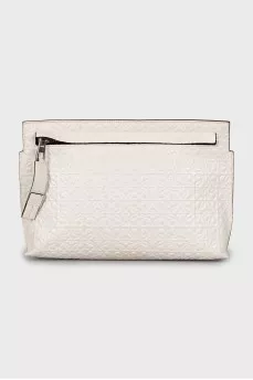 Leather clutch with embossed print