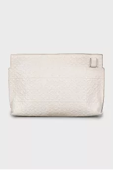 Leather clutch with embossed print
