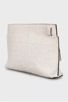 Leather clutch with embossed print