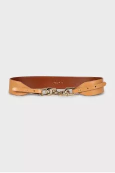 Leather belt with chain