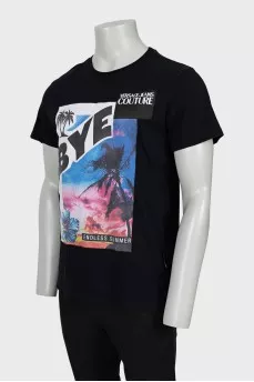 Men's black T-shirt with print