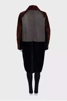 Combined color sheepskin coat