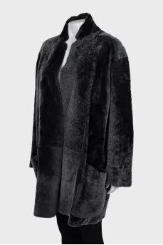 Gray shearling coat