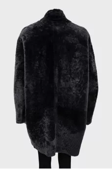 Gray shearling coat