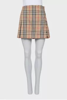 Woolen mini skirt in signature print