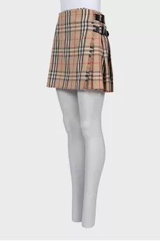 Woolen mini skirt in signature print