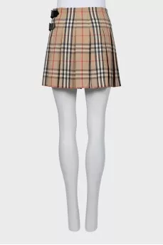 Woolen mini skirt in signature print