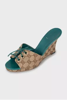 Textile sandals with signature print