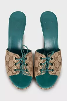 Textile sandals with signature print