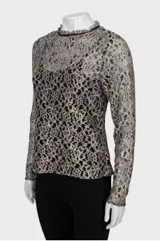 Guipure blouse with floral pattern