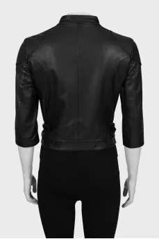 Leather jacket with decorated seams