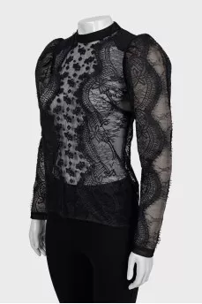 Sheer blouse with accent sleeves