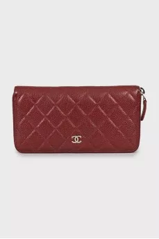 Red wallet with embossed leather