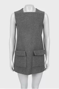Gray dress with patch pockets