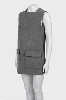 Gray dress with patch pockets