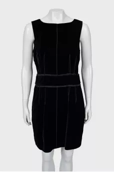 Velor dress with raised seams
