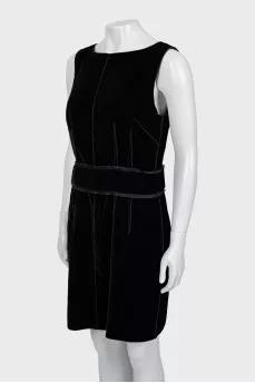 Velor dress with raised seams
