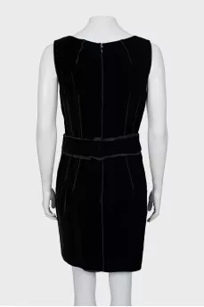 Velor dress with raised seams
