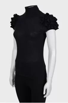 Black golf with frills on shoulders