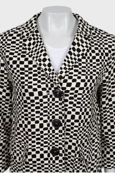 Black and white single breasted coat