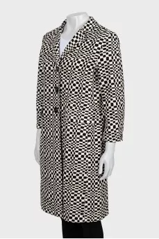 Black and white single breasted coat