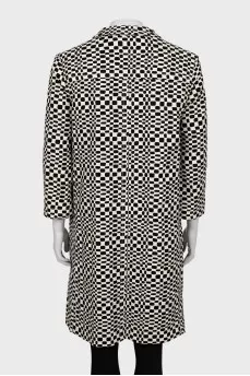 Black and white single breasted coat