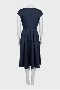Blue midi dress with V-neck