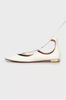 White ballet flats with ties
