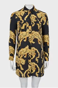 Printed silk shirtdress