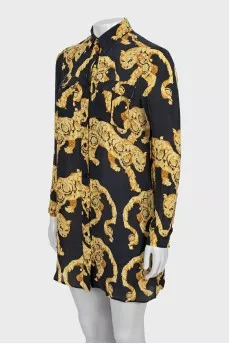 Printed silk shirtdress