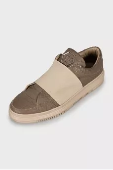 Men's sneakers with embossed leather