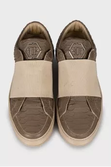 Men's sneakers with embossed leather