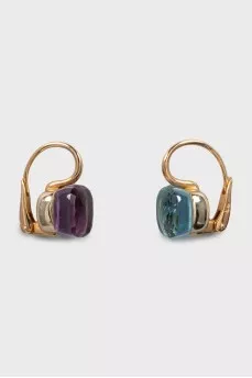 Earrings with amethyst and topaz