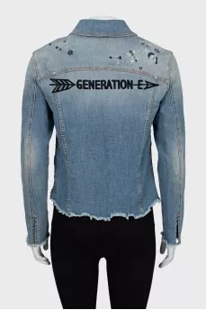 Denim jacket decorated with beads