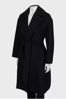 Black coat with belt