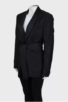 Wool jacket with belt