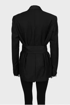 Wool jacket with belt