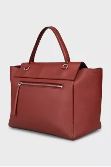 Red leather tote bag