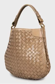 Woven hobo bag with gold-tone hardware