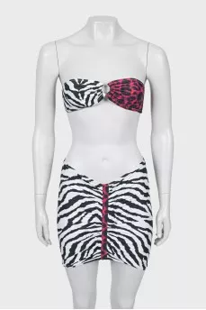 Animal print swimsuit with tag