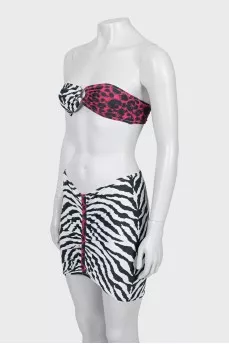 Animal print swimsuit with tag