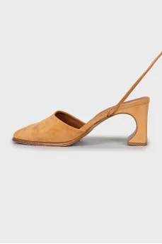 Suede mules with ties